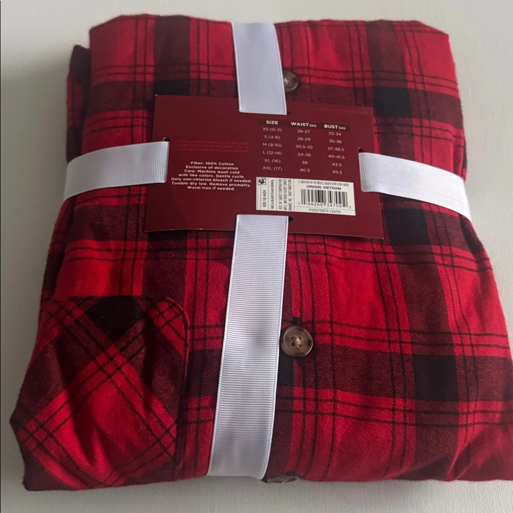 Flannel Pajamas Womens Medium Red Plaid - Picture 2 of 3